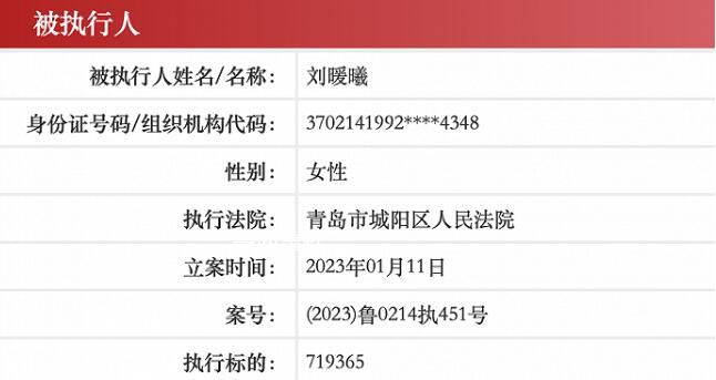 劉鑫已成被執(zhí)行人 目前通過審核已經(jīng)立案