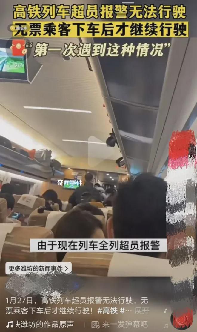 高鐵超員報(bào)警無法行駛 無票乘客下車