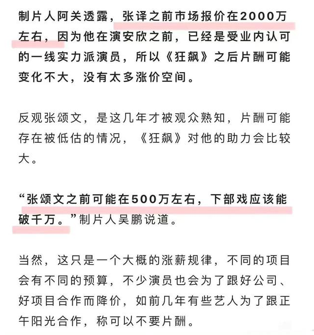 制片人談狂飆演員片酬 沒想到結果出乎了所有人的預料