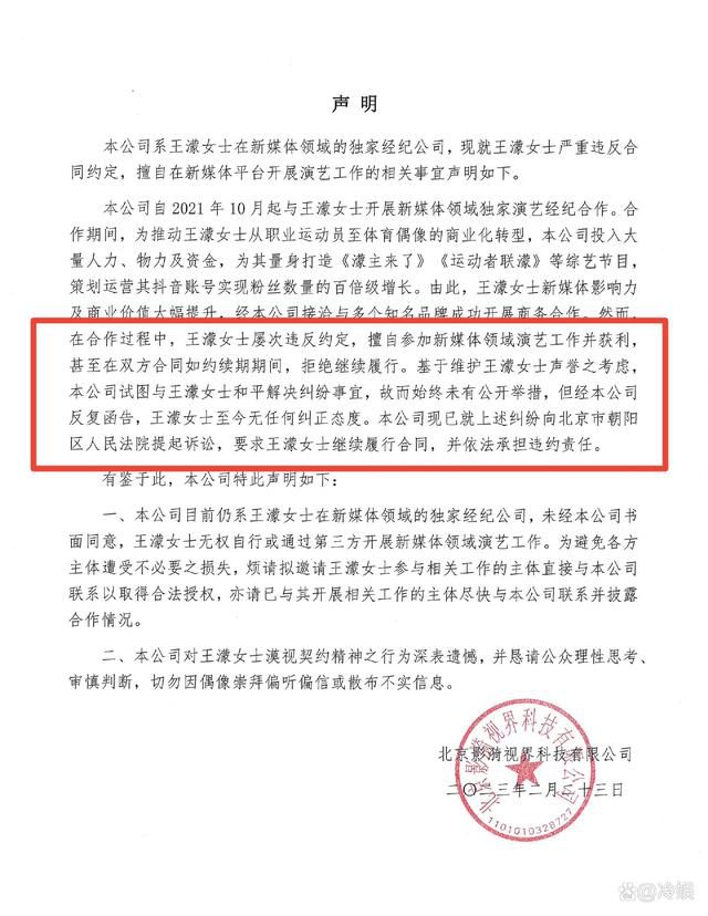 王濛被經紀公司起訴:嚴重違約