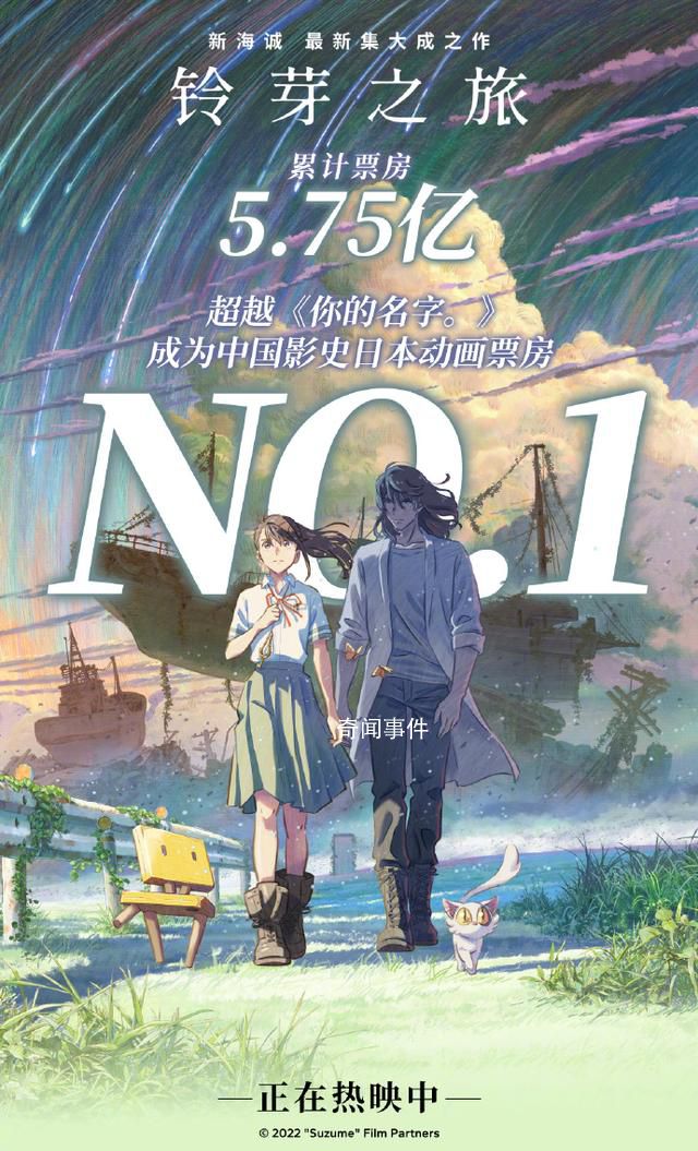 鈴芽之旅票房超你的名字 成為中國(guó)影史日本動(dòng)畫(huà)電影票房第一