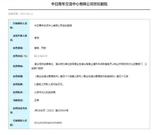 脫口秀演員李昊石演出劇院被罰10萬 眾多藝術家曾在此登臺獻藝