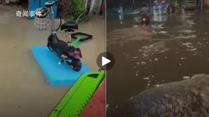 蘇州多地內澇 居民家中成水簾洞