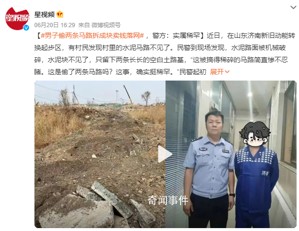 男子偷兩條馬路賣錢 警方:稀罕