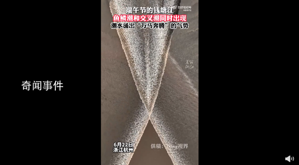錢塘江魚鱗潮仿佛萬馬奔騰 氣勢磅礴