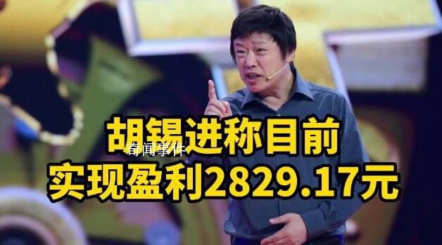 胡錫進:目前實現(xiàn)盈利2829.17元
