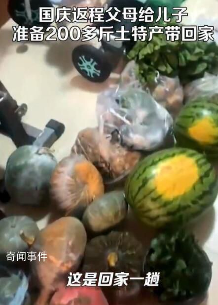 國慶返程父母準備200多斤特產 10趟才把父母裝的特產搬回