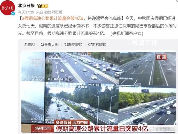 近3600萬輛返程車同時在路上 假期高速公路累計流量突破4億