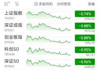滬指跌0.74%失守3000點 創業板指累跌4.99%