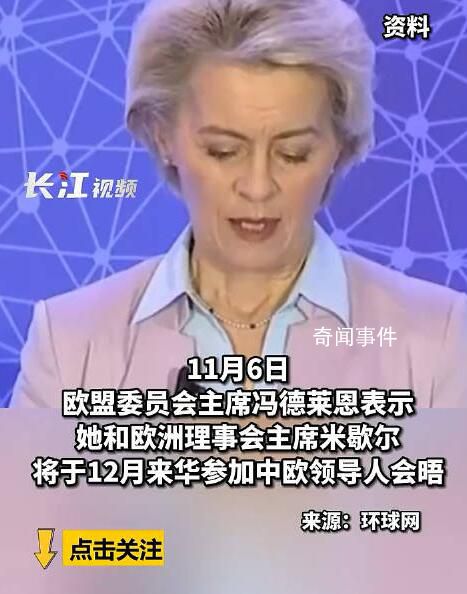 馮德萊恩稱將在幾周內來華