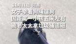 女子遛狗嚇哭小孩被老太追砸 女子被嚇得邊哭邊跑