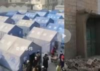 航拍甘肅積石山 房屋磚瓦掉落街道