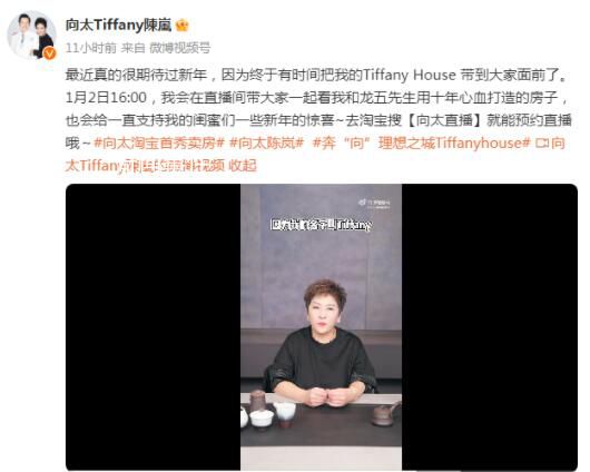 向太將出售耗時十年建成的豪宅 與她同名
