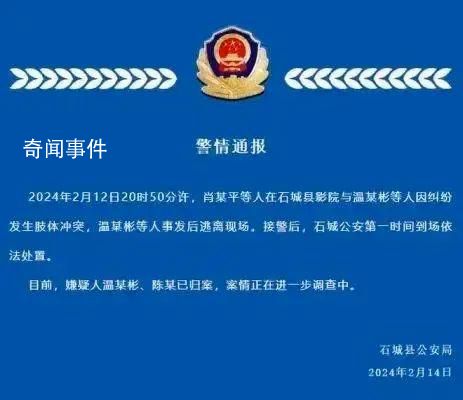 江西通報電影院吵架打人事件 石城公安第一時間到場依法處置